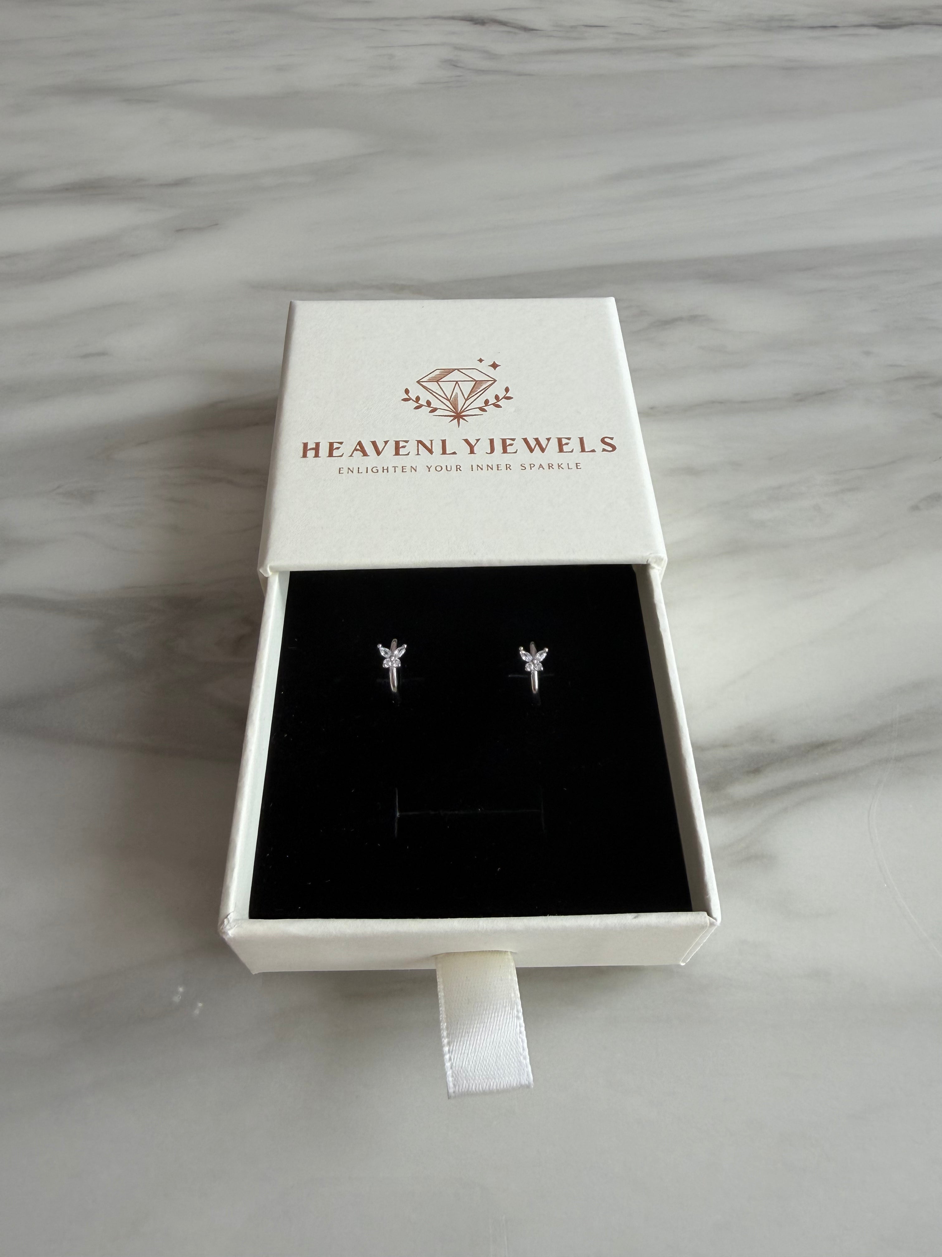 18k Gold Plated / 925 Sterling Silver Dainty Thin Butterfly Hoops