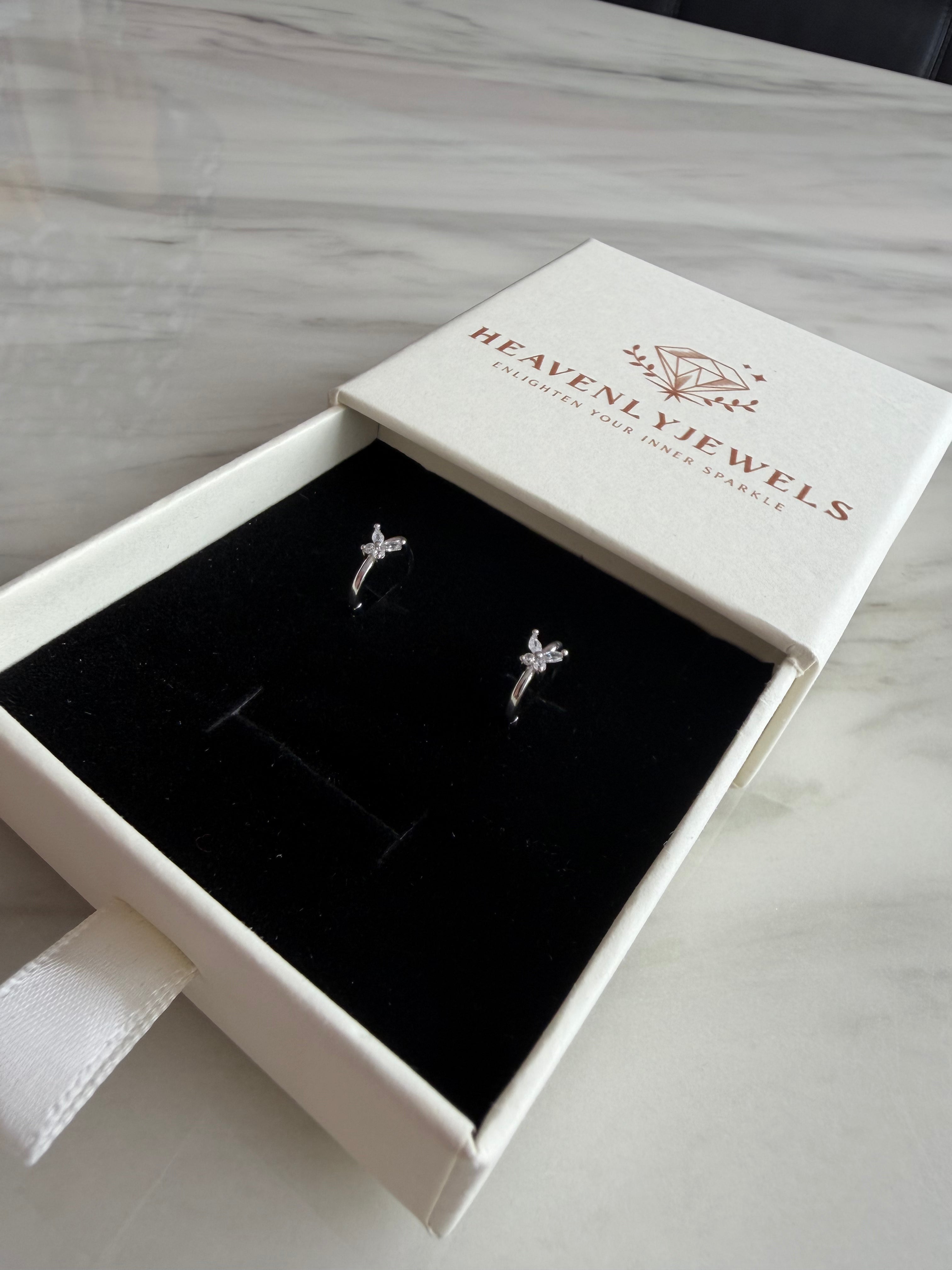 18k Gold Plated / 925 Sterling Silver Dainty Thin Butterfly Hoops