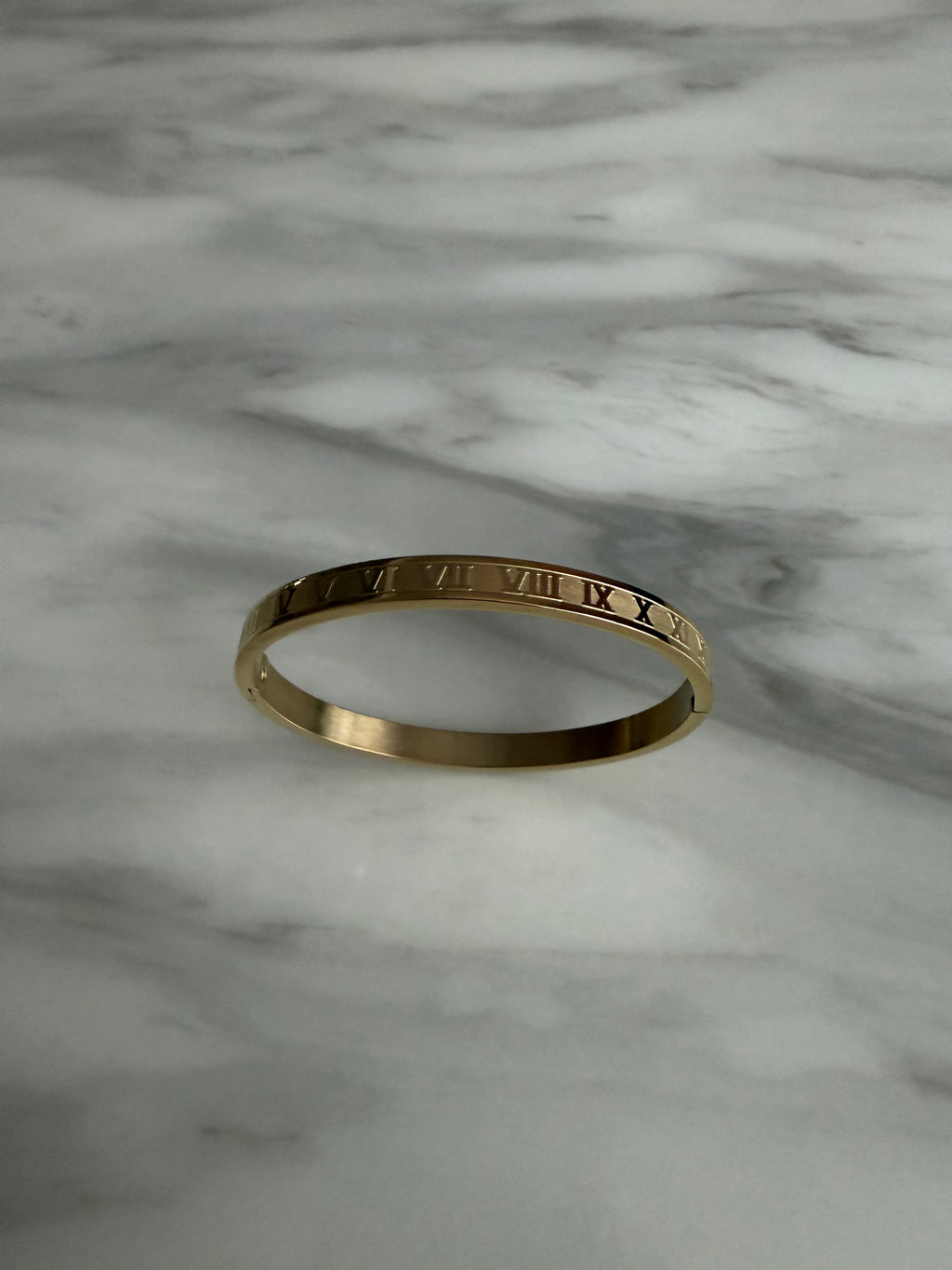 18k Gold Plated Stainless Steel Roman Numeral Bangle